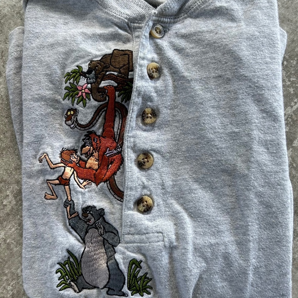Vintage 90s Disney Catalog Jungle book Gray Long sleeve Henley